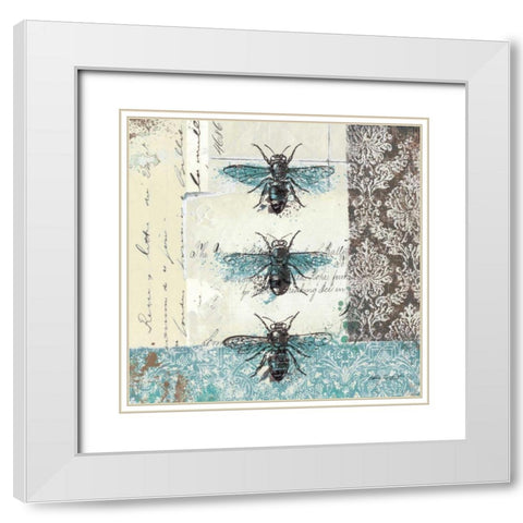 Bees n Butterflies No. I White Modern Wood Framed Art Print with Double Matting by Pertiet, Katie