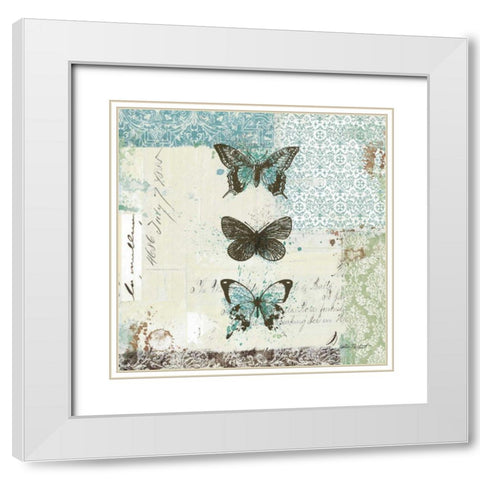 Bees n Butterflies No. 2 White Modern Wood Framed Art Print with Double Matting by Pertiet, Katie