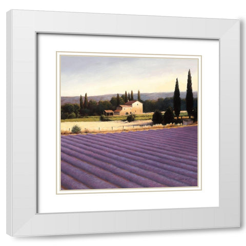 Lavender Fields II Crop White Modern Wood Framed Art Print with Double Matting by Wiens, James