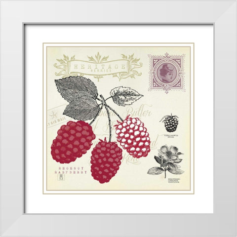 Raspberry Notes White Modern Wood Framed Art Print with Double Matting by Studio Mousseau