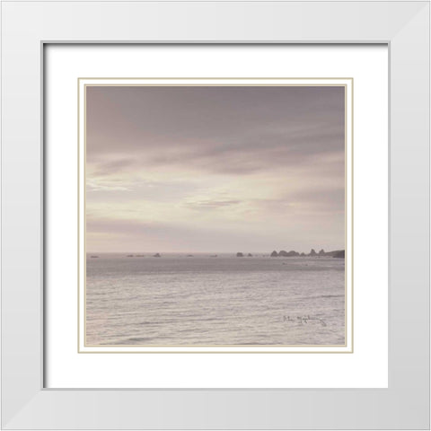 Shoreline Triptych Center White Modern Wood Framed Art Print with Double Matting by Audit, Lisa