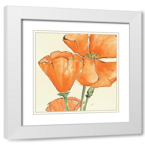 Sunshine Poppy III White Modern Wood Framed Art Print with Double Matting by Paschke, Chris