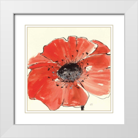 Spring Poppy IV White Modern Wood Framed Art Print with Double Matting by Paschke, Chris