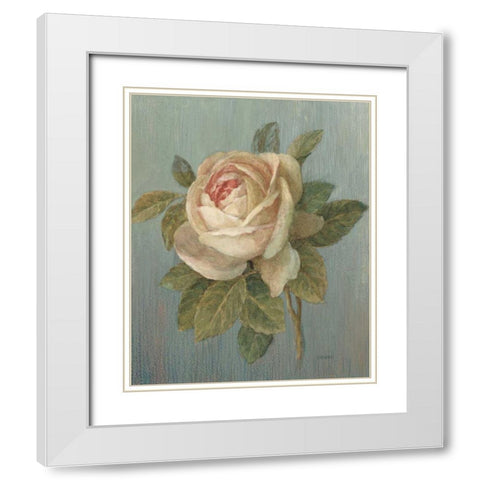 June Rose Green White Modern Wood Framed Art Print with Double Matting by Nai, Danhui