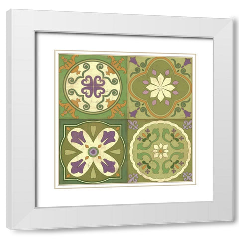 Fresh Herb Tiles Square White Modern Wood Framed Art Print with Double Matting by Charron, Veronique