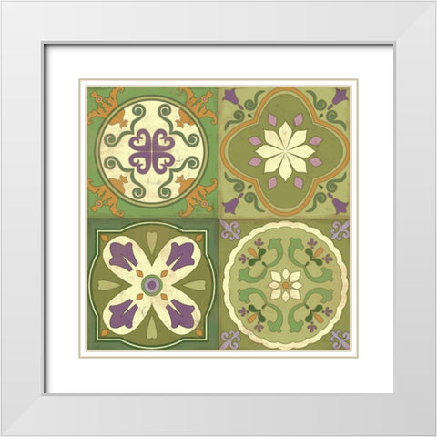 Fresh Herb Tiles Square White Modern Wood Framed Art Print with Double Matting by Charron, Veronique
