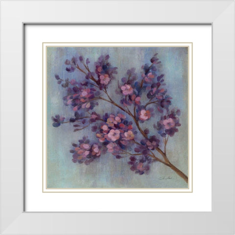 Twilight Cherry Blossoms II White Modern Wood Framed Art Print with Double Matting by Vassileva, Silvia