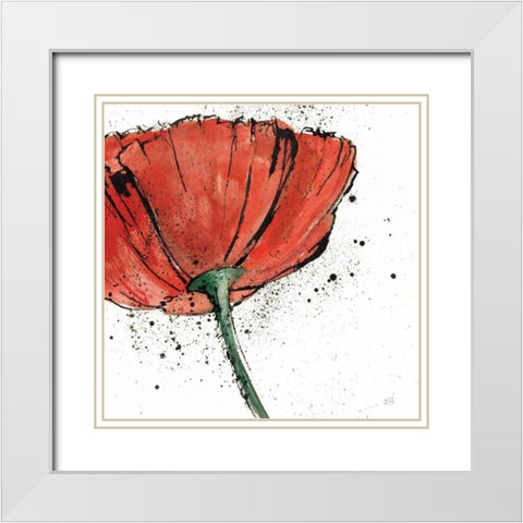 Not a California Poppy on White I White Modern Wood Framed Art Print with Double Matting by Paschke, Chris