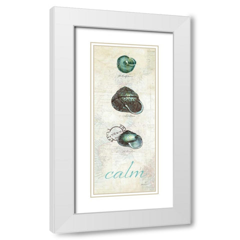 Touch of Blue Shells II White Modern Wood Framed Art Print with Double Matting by Pertiet, Katie