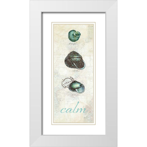 Touch of Blue Shells II White Modern Wood Framed Art Print with Double Matting by Pertiet, Katie