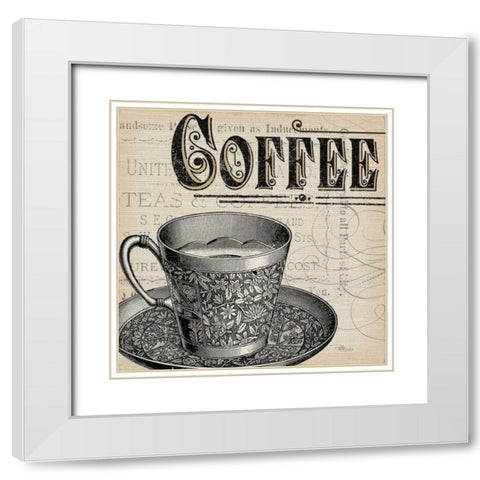 Antique Cafe no Border White Modern Wood Framed Art Print with Double Matting by Pela Studio