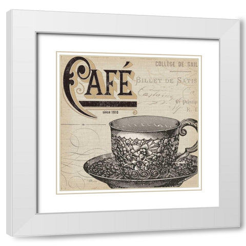 Antique Cafe no Border II White Modern Wood Framed Art Print with Double Matting by Pela Studio