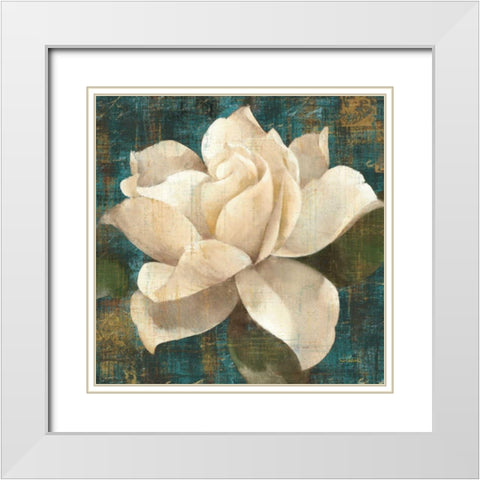 Gardenia Blossom White Modern Wood Framed Art Print with Double Matting by Hristova, Albena