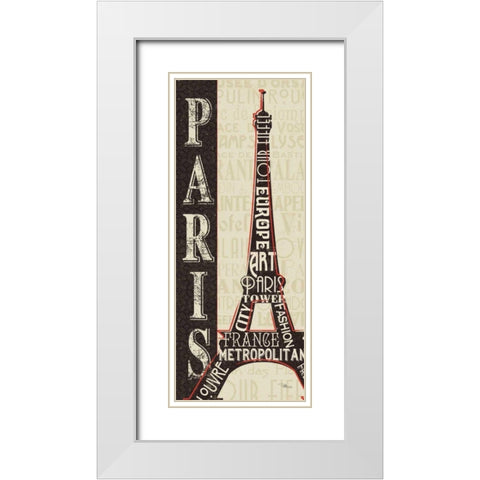 City Words I White Modern Wood Framed Art Print with Double Matting by Pela Studio