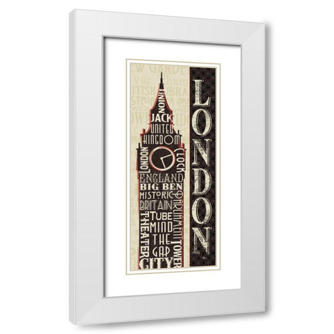 City Words II White Modern Wood Framed Art Print with Double Matting by Pela Studio