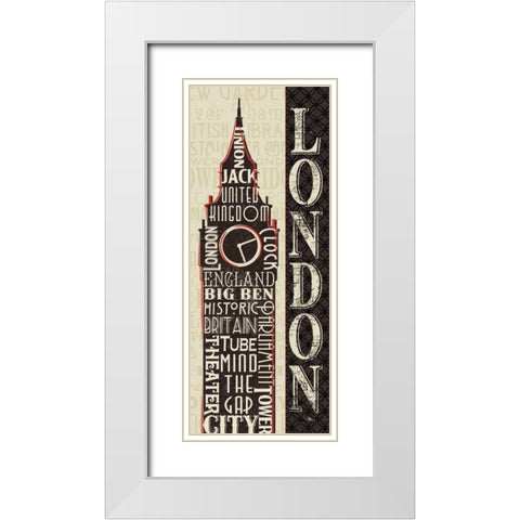 City Words II White Modern Wood Framed Art Print with Double Matting by Pela Studio