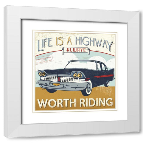 Lets Travel III White Modern Wood Framed Art Print with Double Matting by Pela Studio