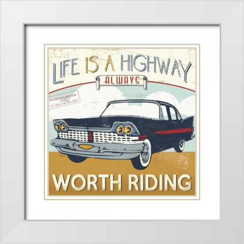 Lets Travel III White Modern Wood Framed Art Print with Double Matting by Pela Studio