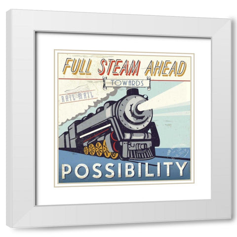 Lets Travel IV White Modern Wood Framed Art Print with Double Matting by Pela Studio