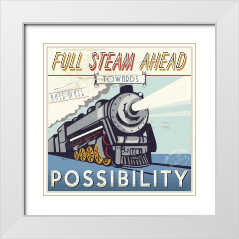 Lets Travel IV White Modern Wood Framed Art Print with Double Matting by Pela Studio