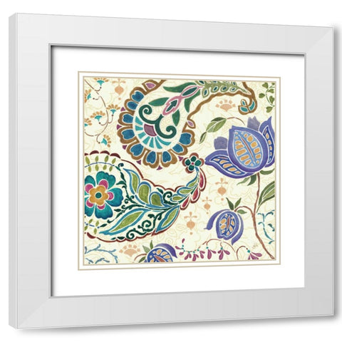 Peacock Fantasy V White Modern Wood Framed Art Print with Double Matting by Brissonnet, Daphne