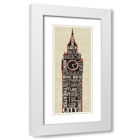 London City Words II White Modern Wood Framed Art Print with Double Matting by Pela Studio