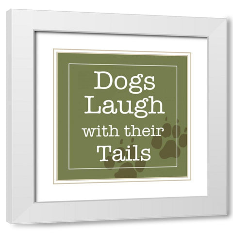 Dogs Laugh with Their Tails White Modern Wood Framed Art Print with Double Matting by Wild Apple Studio
