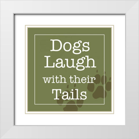 Dogs Laugh with Their Tails White Modern Wood Framed Art Print with Double Matting by Wild Apple Studio