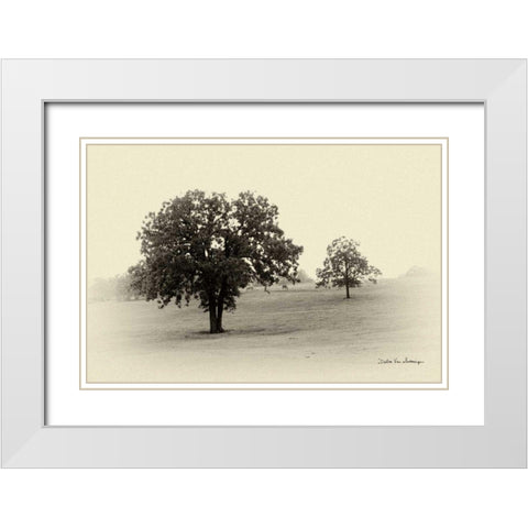 Horses and Tress II White Modern Wood Framed Art Print with Double Matting by Van Swearingen, Debra
