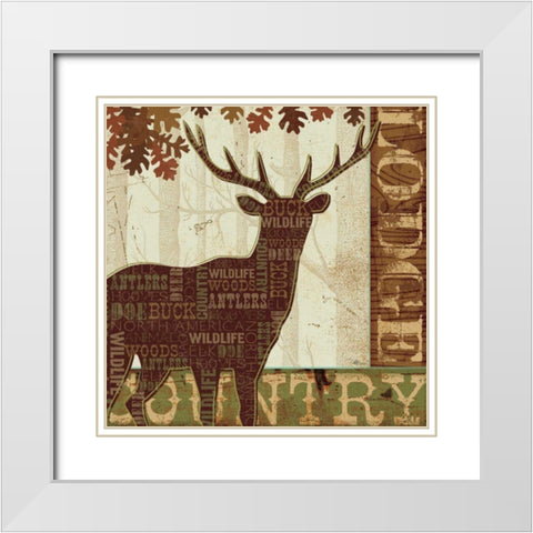 Woodland Words I White Modern Wood Framed Art Print with Double Matting by Pela Studio