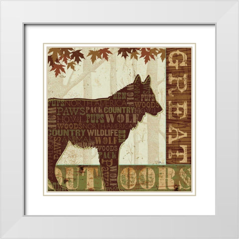 Woodland Words III White Modern Wood Framed Art Print with Double Matting by Pela Studio