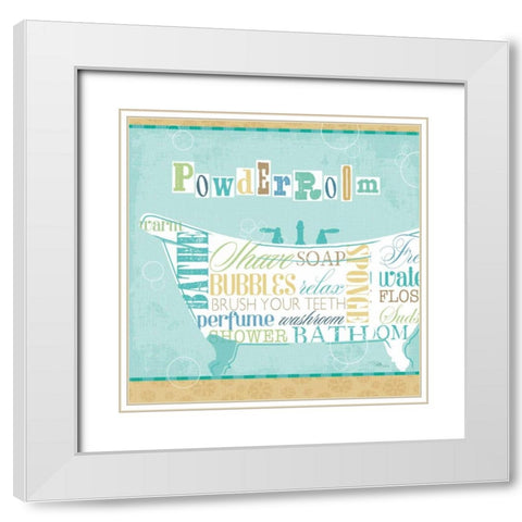 Bathroom Words Tub I White Modern Wood Framed Art Print with Double Matting by Pela Studio