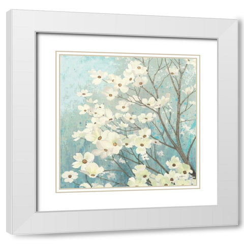 Dogwood Blossoms I White Modern Wood Framed Art Print with Double Matting by Wiens, James