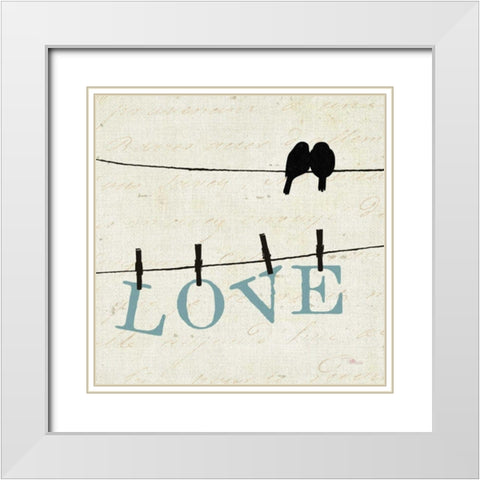 Bird Talk II White Modern Wood Framed Art Print with Double Matting by Pela Studio