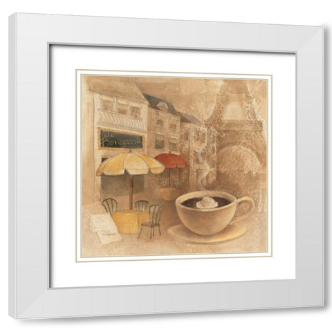 Cafe de Paris II White Modern Wood Framed Art Print with Double Matting by Hristova, Albena