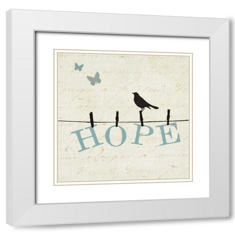 Bird Talk I White Modern Wood Framed Art Print with Double Matting by Pela Studio