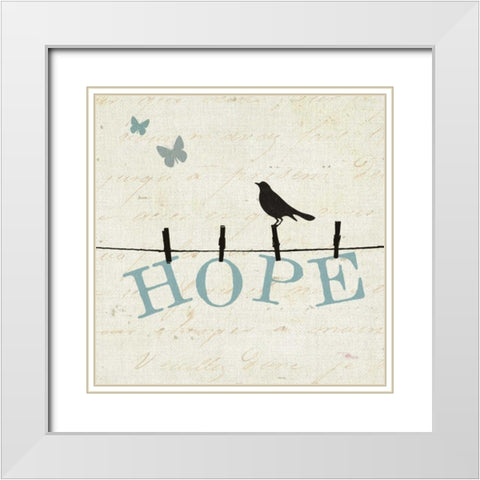Bird Talk I White Modern Wood Framed Art Print with Double Matting by Pela Studio