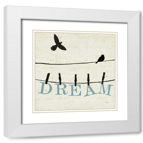 Bird Talk IV White Modern Wood Framed Art Print with Double Matting by Pela Studio