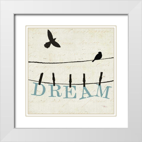 Bird Talk IV White Modern Wood Framed Art Print with Double Matting by Pela Studio