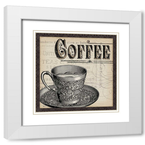 Antique Cafe I with Border White Modern Wood Framed Art Print with Double Matting by Pela Studio