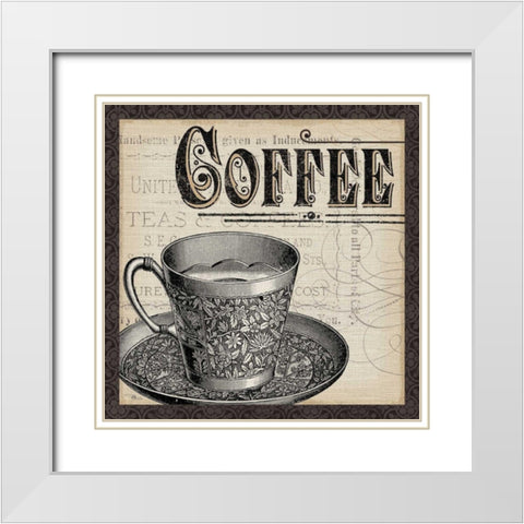 Antique Cafe I with Border White Modern Wood Framed Art Print with Double Matting by Pela Studio