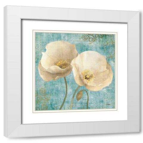 Poppies on Paisley White Modern Wood Framed Art Print with Double Matting by Hristova, Albena