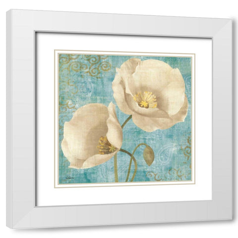 Rich Poppies on Paisley White Modern Wood Framed Art Print with Double Matting by Hristova, Albena