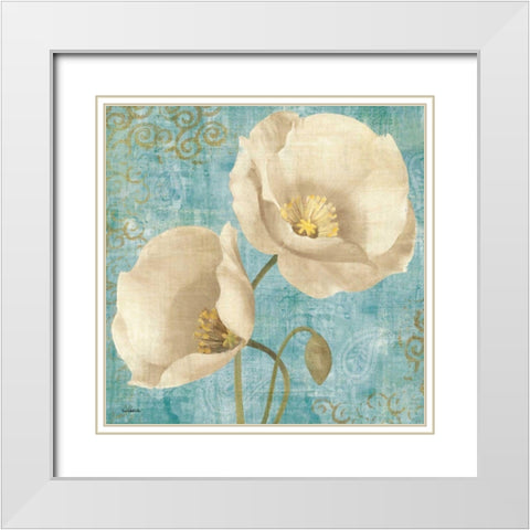 Rich Poppies on Paisley White Modern Wood Framed Art Print with Double Matting by Hristova, Albena