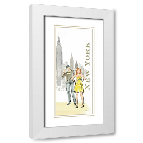 New York Lovers White Modern Wood Framed Art Print with Double Matting by Tillmon, Avery