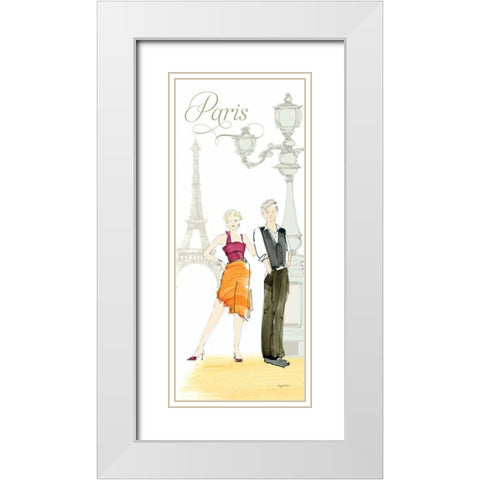 Paris Lovers White Modern Wood Framed Art Print with Double Matting by Tillmon, Avery