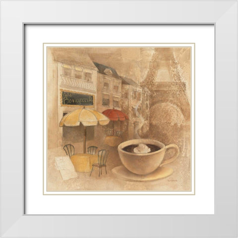 Cafe de Paris II White Modern Wood Framed Art Print with Double Matting by Hristova, Albena