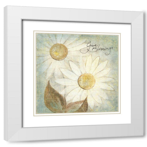 Daisy Do IV - Give Blessings White Modern Wood Framed Art Print with Double Matting by Paschke, Chris