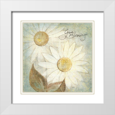 Daisy Do IV - Give Blessings White Modern Wood Framed Art Print with Double Matting by Paschke, Chris