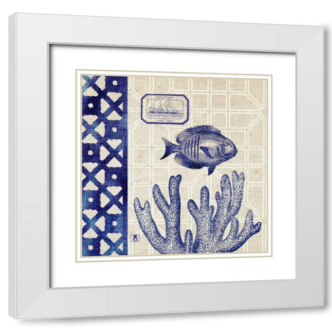 Sea Shore Square I White Modern Wood Framed Art Print with Double Matting by Studio Mousseau